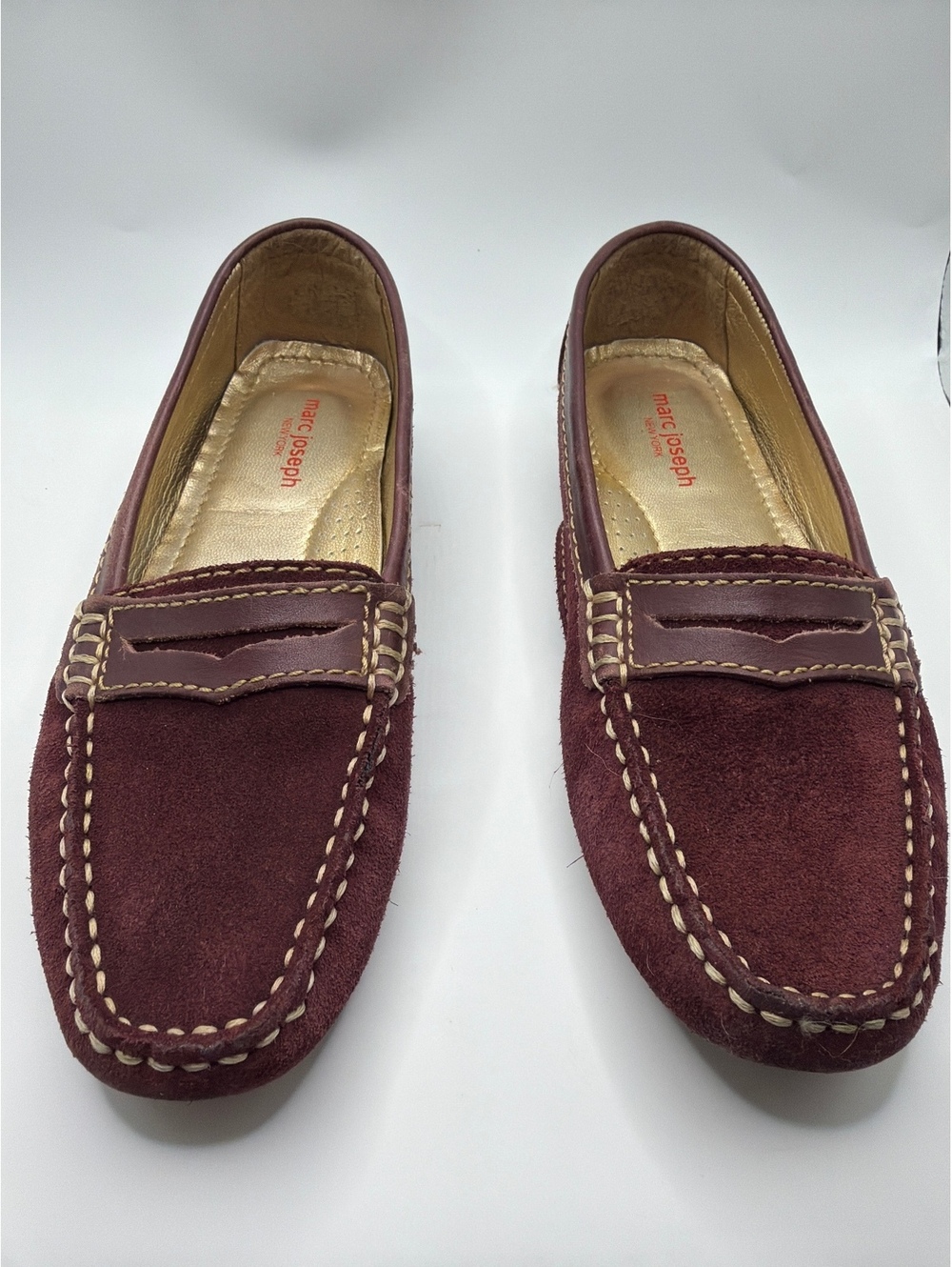 Marc Joseph New York Burgundy Suede Loafers Size 6